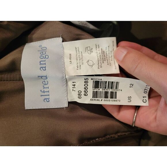 NWT Alfred Angelo Gown Women's 12 Mocha Pleated Chiffon Convertible Bridesmaid - Picture 4 of 4